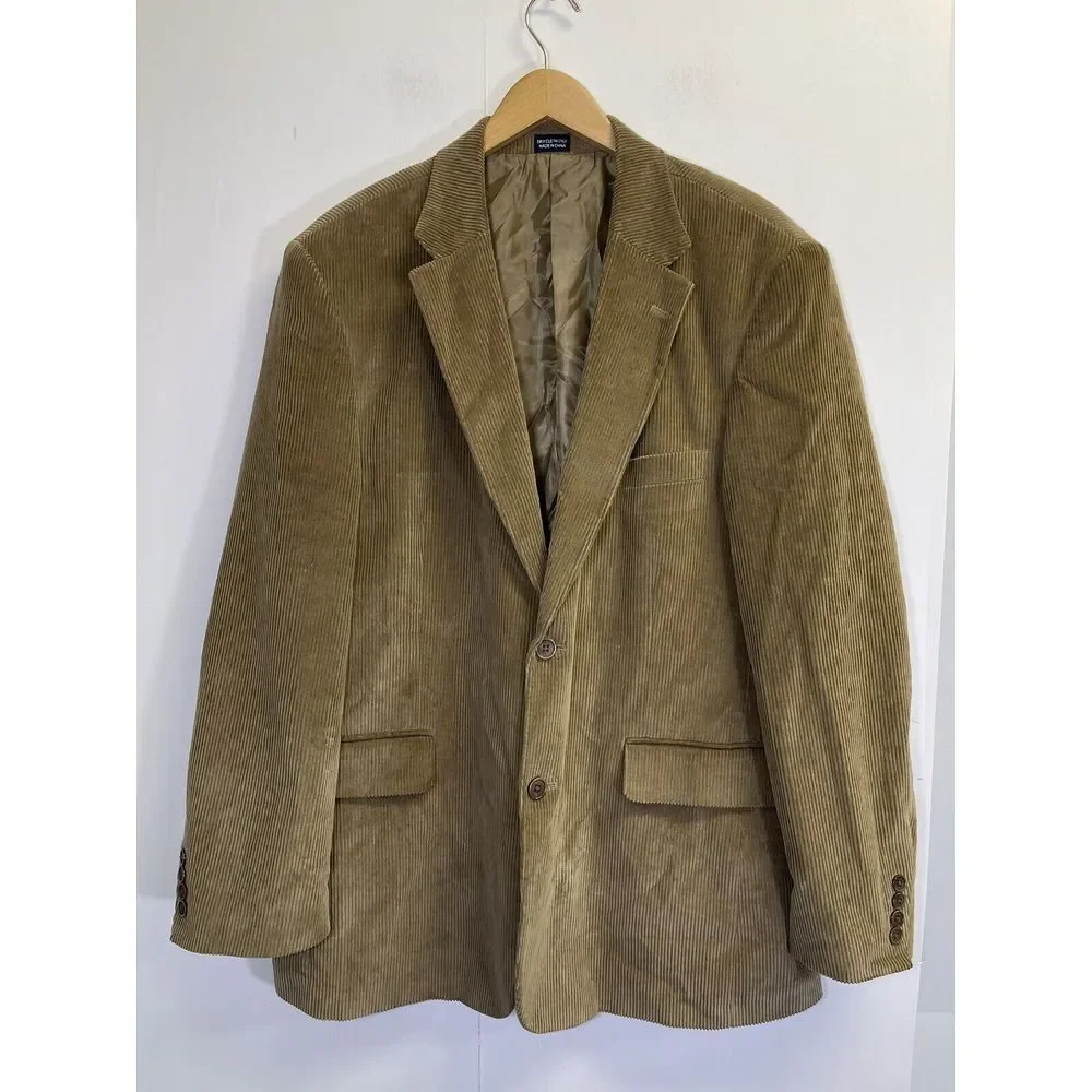 MEETING STREET Mens 44 Reg Beige Tan Corduroy 2 Button Sport Coat Blazer Jacket